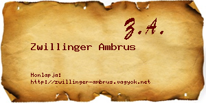 Zwillinger Ambrus névjegykártya